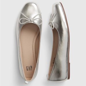 Silver ballet flats